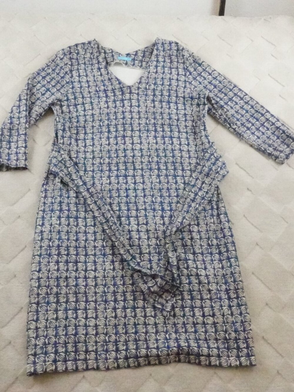 J. McLaughlin Catalina Cloth 3/4th Sleeve Tie Waist Dress Womens Large
